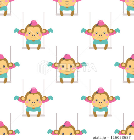 seamless pattern with circus monkey 116028687