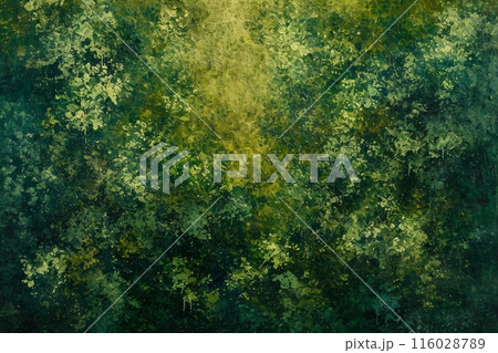 Canvas adorned with a lush narrative as foliage creates a vibrant array of greens 116028789
