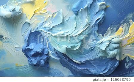 CGイラスト　水色と青色のペンキの抽象的な背景イメージ 116028790
