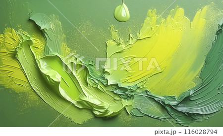 CGイラスト　緑色のペンキの抽象的な背景イメージ 116028794