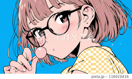 ロリポップをなめているメガネっ娘