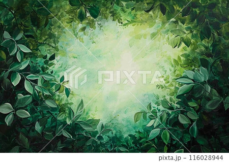 Abundant foliage unfolds, painting the canvas with nature's vibrant greens 116028944