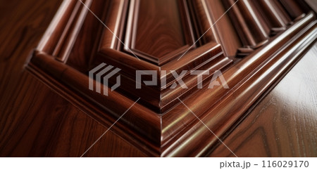 Sleek and sophisticated aesthetic achieved through a glossy finish on the woodworking wall surface structure design Sleek and sophisticated aesthetic achieved through a glossy finish on the woodworking wall surface structure design 116029170