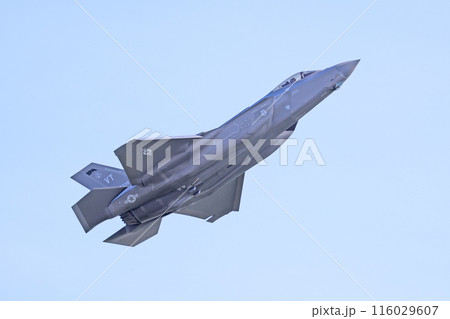 F35 A Demo Team flying on the blue sky background F35 A Demo Team flying on the blue sky background 116029607