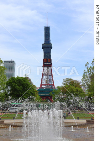 札幌大通公園の噴水とテレビ塔（さっぽろテレビ塔） 116029624