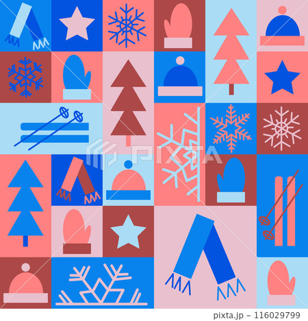 Winter seamless pattern in geometric styleのイラスト素材 [116029799] - PIXTA