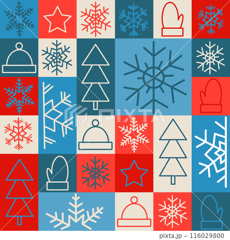 Seamless pattern in geometric style with snowflake Seamless pattern in geometric style with snowflake 116029800