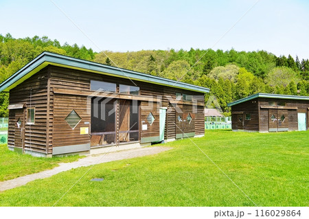 いわみざわ公園のうさぎ小屋風景 116029864