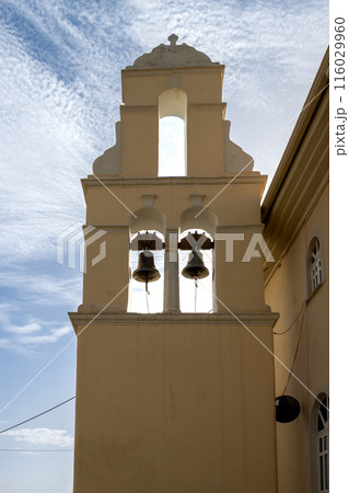 Belfry of a church in Avliotes, Corfu, Greece Belfry of a church in Avliotes, Corfu, Greece 116029960