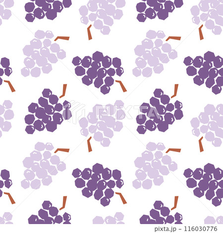 Grape cartoon seamless pattern isolated on white background. Purple bunch of grape abstract geometric print for fabric, paper, design. Vector illustration Grape cartoon seamless pattern isolated on white background. Purple bunch of grape abstract geometric print for fabric, paper, design. Vector illustration 116030776