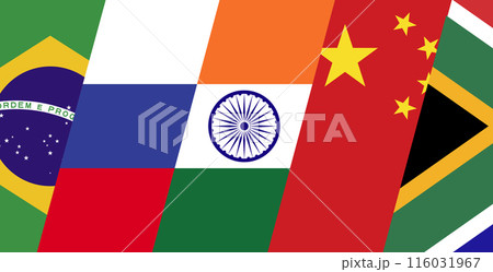 BRICS - Association of 5 countries: Brazil, Russia, India, China and South Africa, flags of the participating countries - Vector BRICS - Association of 5 countries: Brazil, Russia, India, China and South Africa, flags of the participating countries - Vector 116031967