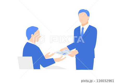 面接官に履歴書を渡す男性のイラスト 116032961