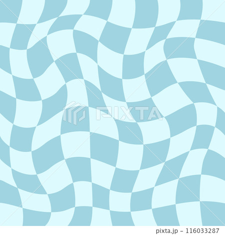 Distorted checkered Groovy hippie background. Retro style psychedelic pattern. 116033287