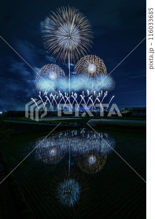 水田に映る京都芸術花火 リフレクションは絵画の様9 水田に映る京都芸術花火 リフレクションは絵画の様9 116033685