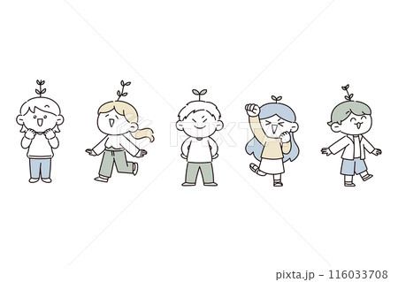 成長している人たちのイラストセット 成長している人たちのイラストセット 116033708