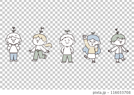 成長している人たちのイラストセット 成長している人たちのイラストセット 116033708