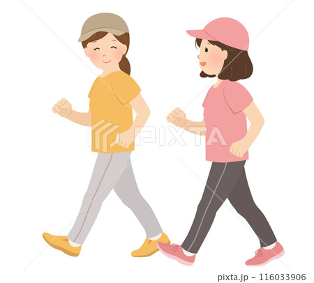ウォーキング、運動する女性のベクターイラスト 116033906