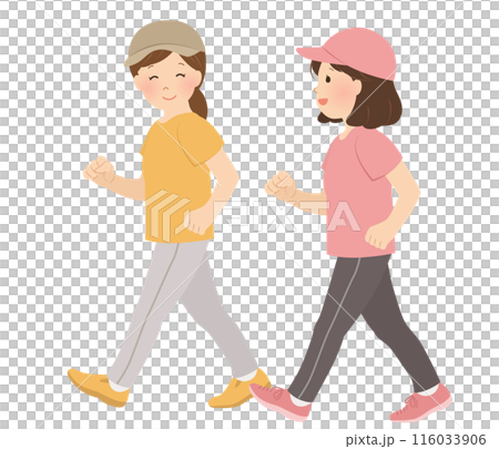 ウォーキング、運動する女性のベクターイラスト 116033906