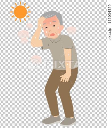 Heatstroke Vector illustration of a hot-looking senior man 116034529