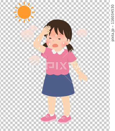 Heatstroke Vector illustration of a girl who looks hot 116034530