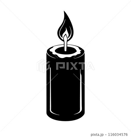A candle with a flame is lit A candle with a flame is lit 116034576