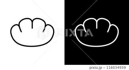 シンプルなクリームパンのラインアイコン 116034939