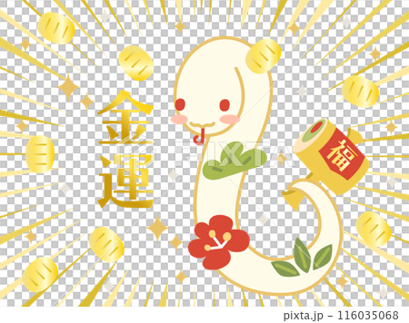 巳年などに使える金運アップをイメージした白蛇と打ち出の小槌のイラスト 巳年などに使える金運アップをイメージした白蛇と打ち出の小槌のイラスト 116035068