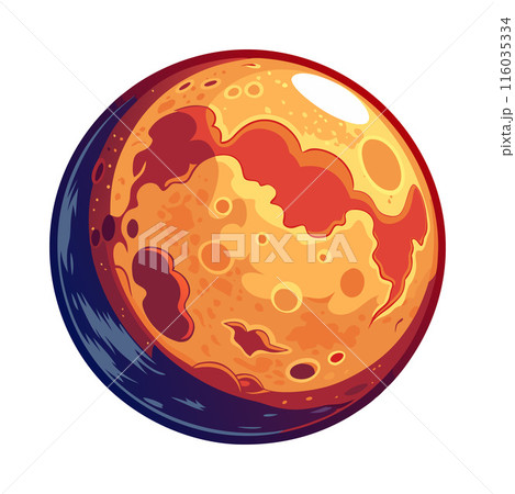A large orange planet with a blue and purple sky A large orange planet with a blue and purple sky 116035334