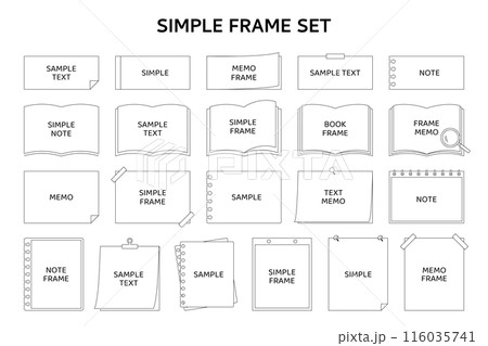 ノート　メモ　フレーム　フラット　線　ライン　シンプル　本　文具　デザイン　装飾　飾り　シンプル 116035741