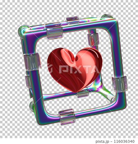 heart shaped in metal box. valentine day concept, 3d illustration render 116036340