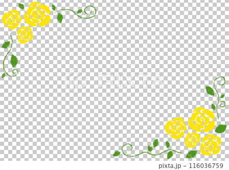バラとつるのフレーム　クレヨンタッチ　黄色 116036759