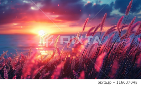 Beautiful nature view with shining light representing peace in life 116037048