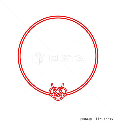 赤色丸形水引フレーム_あわじ結び(下)_単品 赤色丸形水引フレーム_あわじ結び(下)_単品 116037745