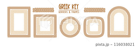 Greek key pattern, seamless borders collection Greek key pattern, seamless borders collection 116038021