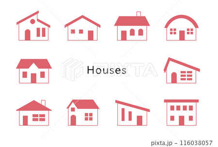 Houses　落ち着いた赤の色んな家 116038057