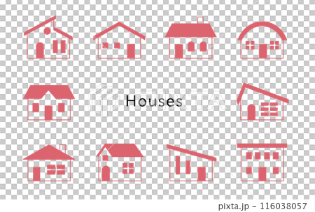 Houses: Various houses in a calm red color 116038057