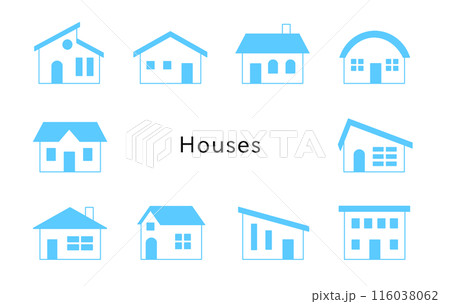Houses　ライトブルーの色んな家 116038062