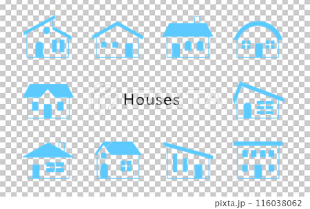 Houses　ライトブルーの色んな家 116038062