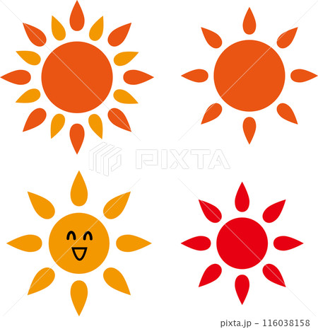 いろいろな太陽のアイコンのイラスト 116038158