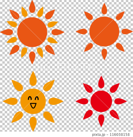 いろいろな太陽のアイコンのイラスト 116038158