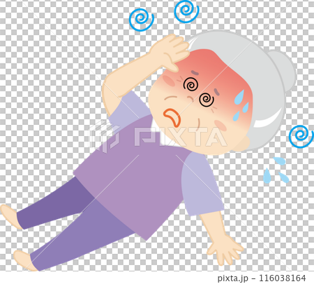 老年婦女因中暑暈倒 老年婦女因中暑暈倒 116038164