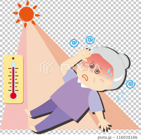 Elderly people who sweat in the heat and suffer from heatstroke Elderly people who sweat in the heat and suffer from heatstroke 116038166