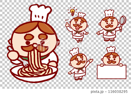 丸いフォルムがかわいいイタリアンコックのキャラ素材 116038295