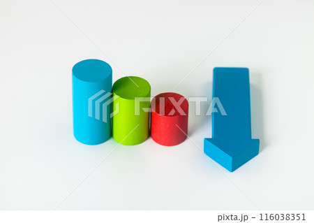矢印と積み木ブロックのグラフ・右肩下がり 116038351