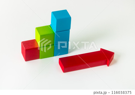 矢印と積み木ブロックのグラフ・右肩上がり 116038375