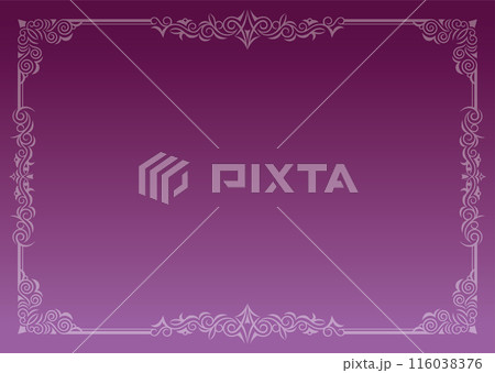 クラシックでエレガントでゴージャスな飾り枠　フレーム　グラデーション紫 116038376