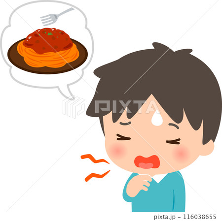 味が濃い食事の後で喉が渇いている男性 味が濃い食事の後で喉が渇いている男性 116038655