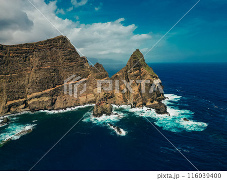 aerial shot of the Eastern tip of Madiera, an island in Atlantic, Portugal 116039400