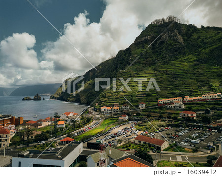 aerial View of Porto Moniz, Madeira, Portugal, Europe. 116039412