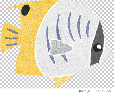Hand-drawn illustration of a Threadfin Butterflyfish 116039909